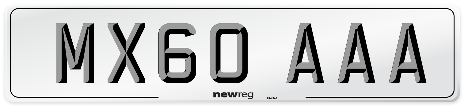 MX60 AAA Number Plate from New Reg
